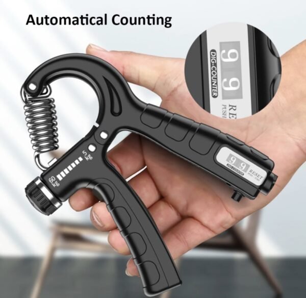 Automatic Counting Adjustable Hand Gripper | 5–60KG Resistance Fitness Trainer